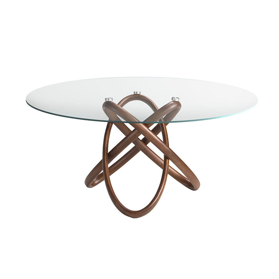 Mesa de comedor redonda de vidrio y fresno nogal ø140cm Angel Cerdá
