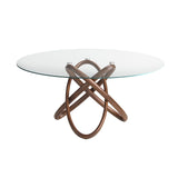 Mesa de comedor redonda de vidrio y fresno nogal ø140cm Angel Cerdá