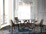 Mesa de comedor redonda de vidrio y fresno nogal ø140cm Angel Cerdá