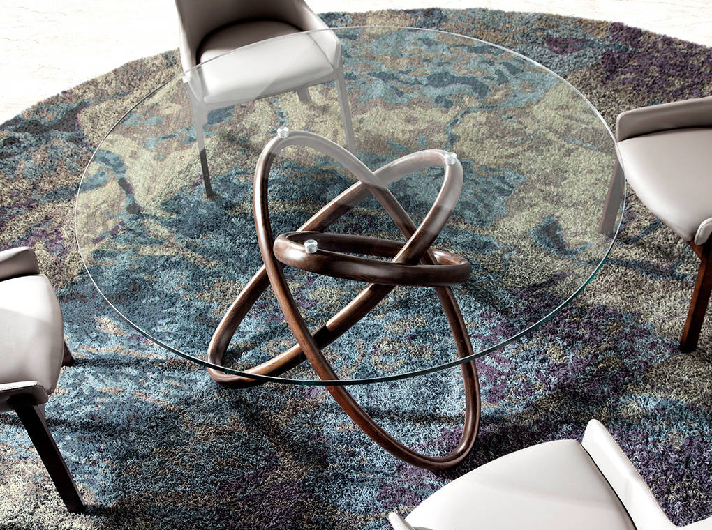 Mesa de comedor redonda de vidrio y fresno nogal ø140cm Angel Cerdá