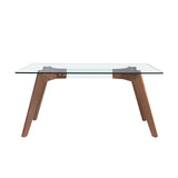 Mesa de comedor rectangular de vidrio con patas de nogal 160x95cm Angel Cerdá