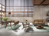 Mesa de comedor rectangular de vidrio con patas de nogal 160x95cm Angel Cerdá
