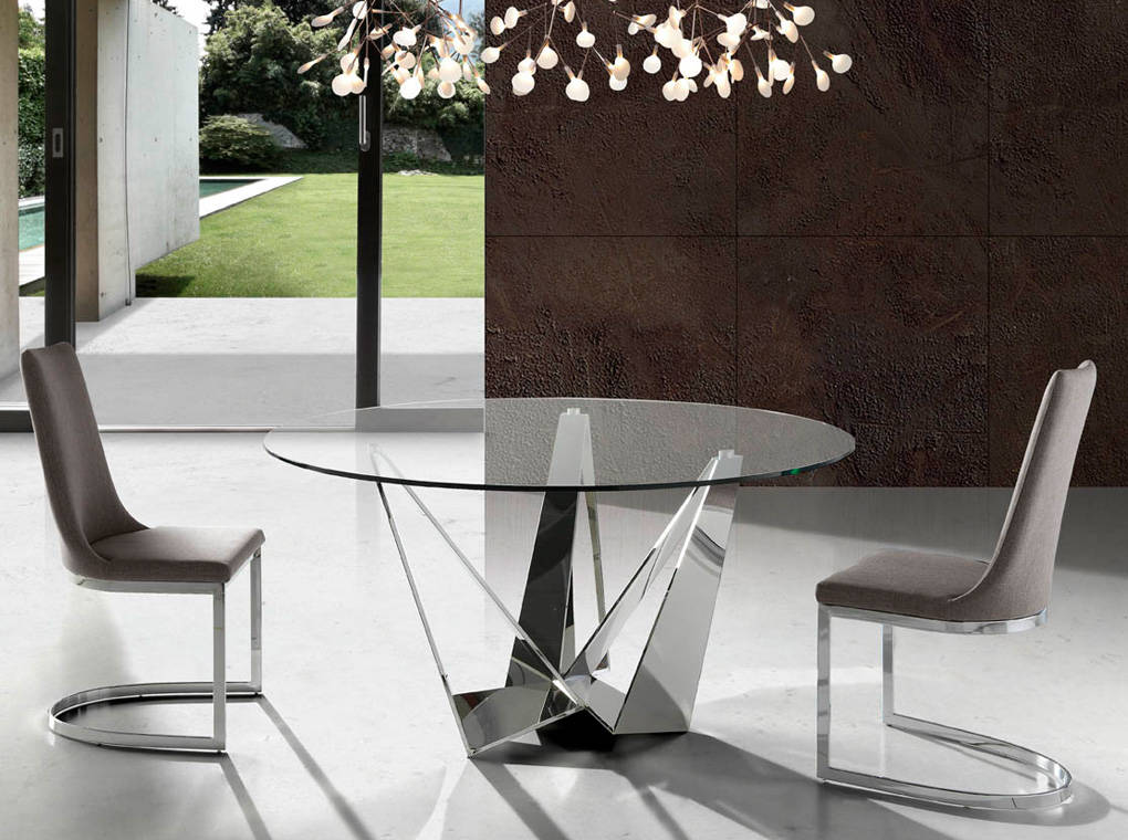 Mesa de comedor redonda con tapa de vidrio ø 150cm Angel Cerdá
