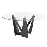 Mesa de comedor redonda con tapa de vidrio y soporte de acero inoxidable ø150cm Angel Cerdá