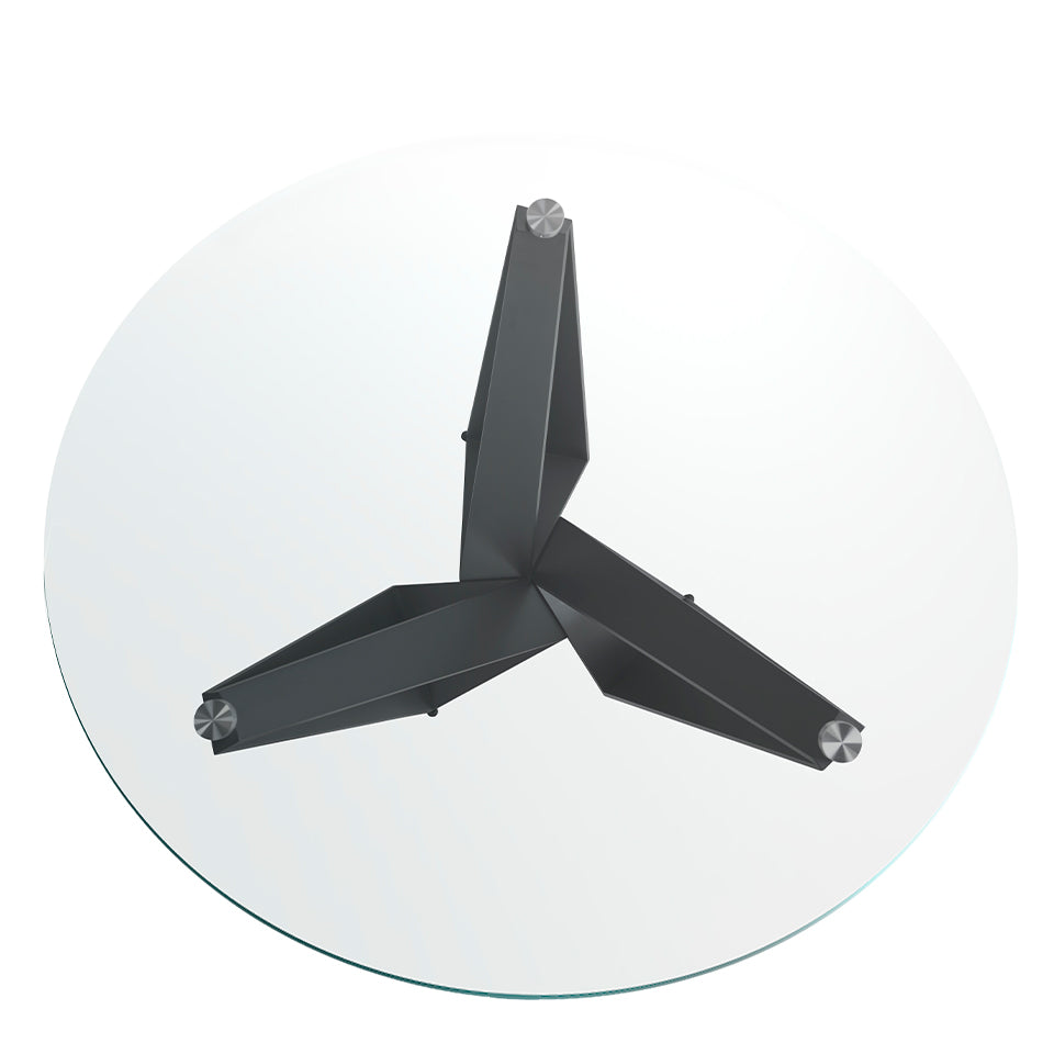 Mesa de comedor redonda con tapa de vidrio y soporte de acero inoxidable ø150cm Angel Cerdá