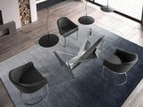 Mesa de comedor de vidrio con base de acero inoxidable 240x120 Angel Cerdá