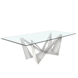 Mesa de comedor de vidrio con base de acero inoxidable 240x120 Angel Cerdá