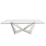 Mesa de comedor de vidrio con base de acero inoxidable 240x120 Angel Cerdá