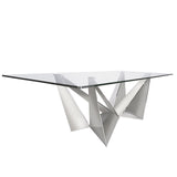 Mesa de comedor de vidrio con base de acero inoxidable 240x120 Angel Cerdá