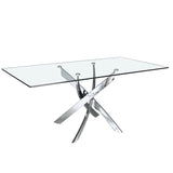 Mesa de comedor de vidrio con base de acero inoxidable 180x95 Angel Cerdá