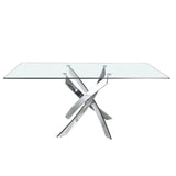 Mesa de comedor de vidrio con base de acero inoxidable 180x95 Angel Cerdá