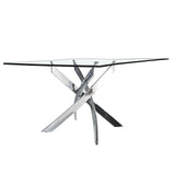 Mesa de comedor de vidrio con base de acero inoxidable 180x95 Angel Cerdá