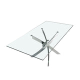 Mesa de comedor de vidrio con base de acero inoxidable 180x95 Angel Cerdá