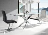 Mesa de comedor de vidrio con base de acero inoxidable 180x95 Angel Cerdá