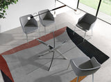 Mesa de comedor de vidrio con base de acero inoxidable 180x95 Angel Cerdá