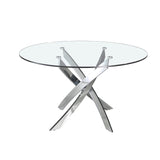 Mesa de comedor redonda de vidrio y acero inoxidable ø130cm Angel Cerdá