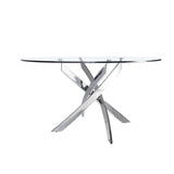 Mesa de comedor redonda de vidrio y acero inoxidable ø130cm Angel Cerdá