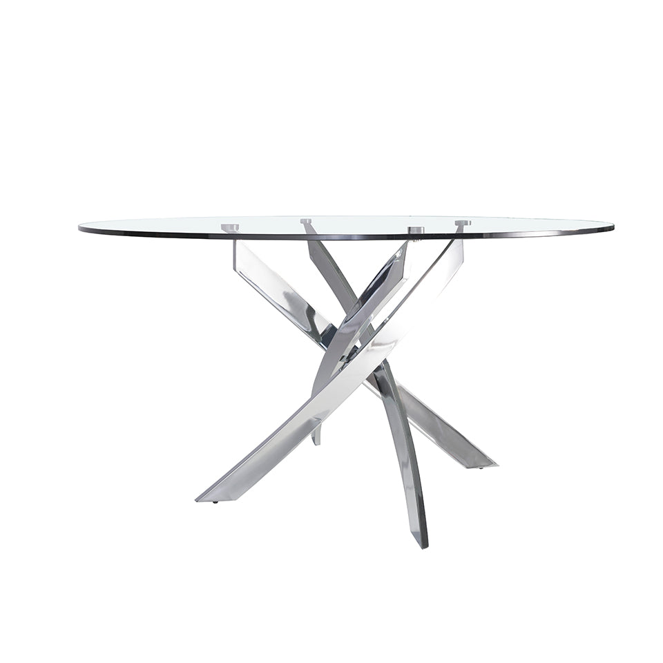 Mesa de comedor redonda de vidrio y acero inoxidable ø120cm Angel Cerdá