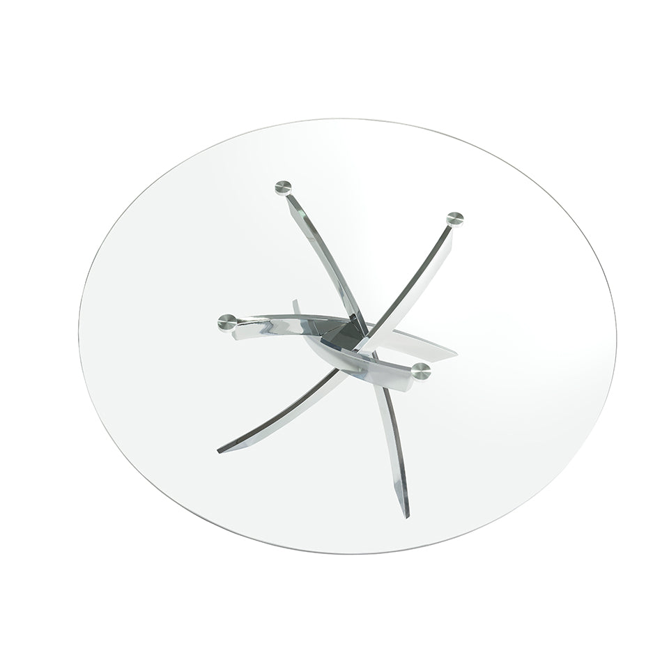 Mesa de comedor redonda de vidrio y acero inoxidable ø140cm Angel Cerdá