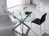 Mesa de comedor redonda de vidrio y acero inoxidable ø120cm Angel Cerdá