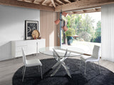 Mesa de comedor redonda de vidrio y acero inoxidable ø140cm Angel Cerdá