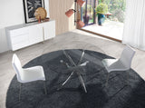Mesa de comedor redonda de vidrio y acero inoxidable ø120cm Angel Cerdá