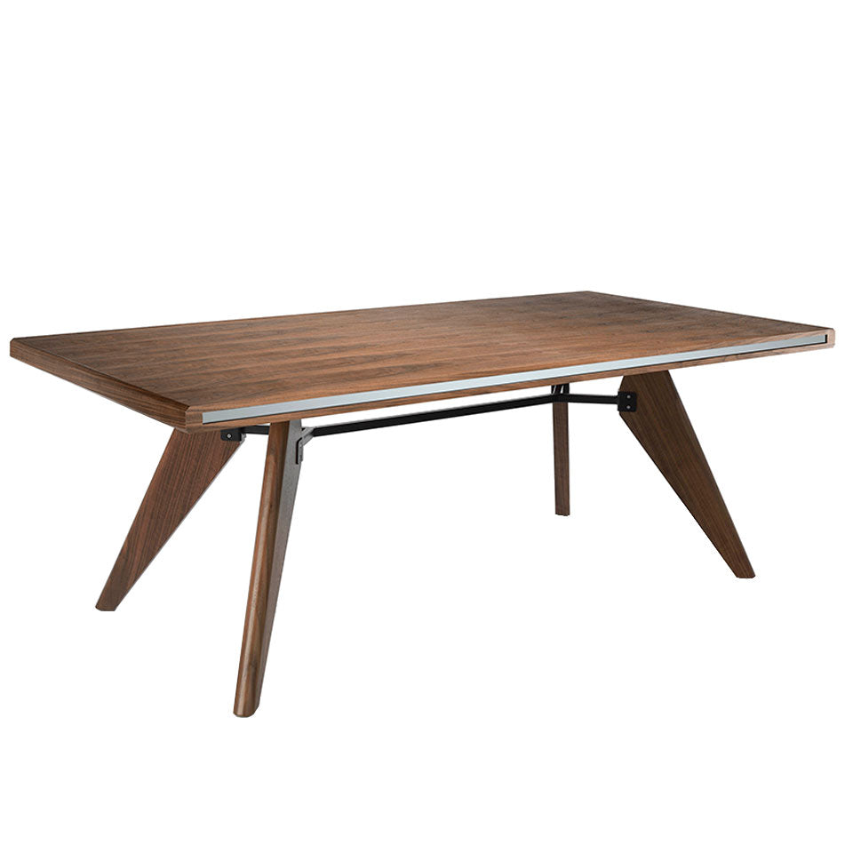 Mesa de comedor de nogal con espejo de vidrio Angel Cerdá.