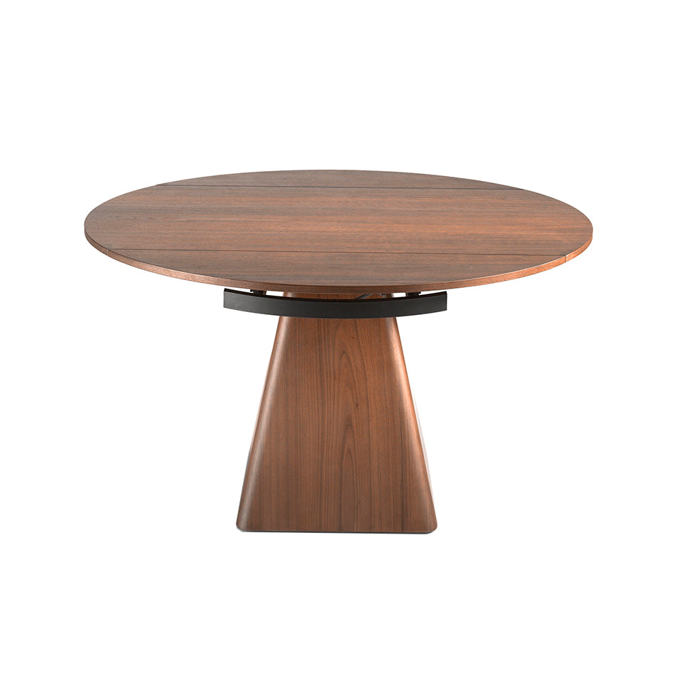 Mesa de comedor de nogal con base de pirámide cuadrada de Angel Cerdá.
