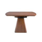 Mesa de comedor de nogal con base de pirámide cuadrada de Angel Cerdá.