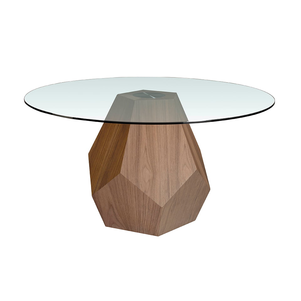 Mesa de comedor de roble con soporte metálico de Angel Cerdá.