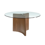 Mesa de comedor redonda de vidrio templado y madera de pino ø150cm Angel Cerdá