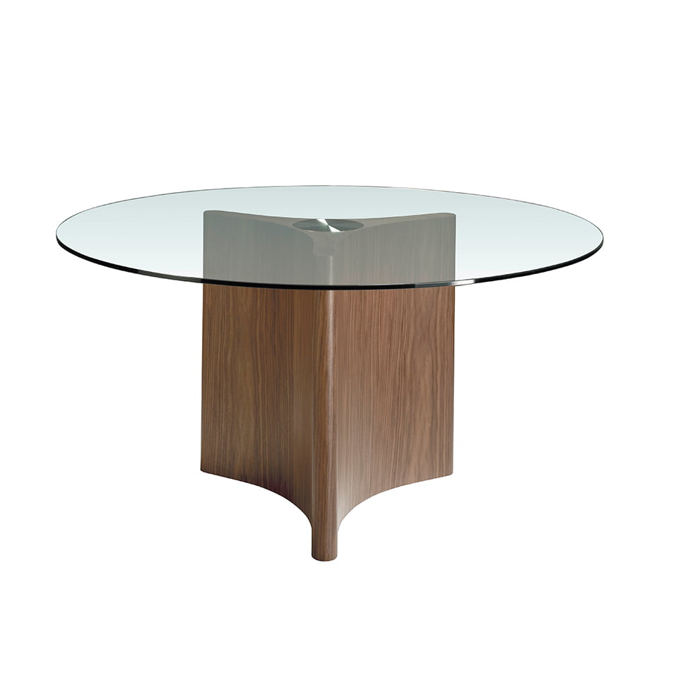 Mesa de comedor redonda de vidrio templado y madera de pino ø150cm Angel Cerdá