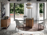 Mesa de comedor redonda de vidrio templado y madera de pino ø150cm Angel Cerdá