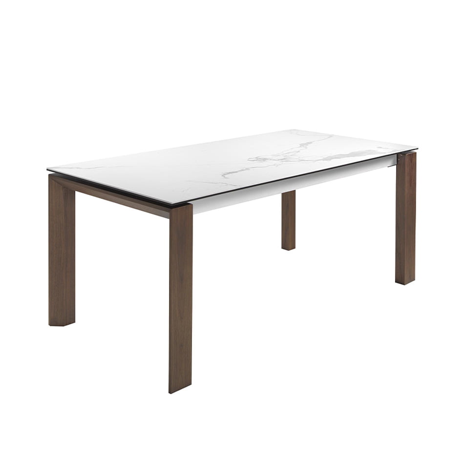 Mesa de comedor extensible de mármol blanco 180/235x90cm Angel Cerdá