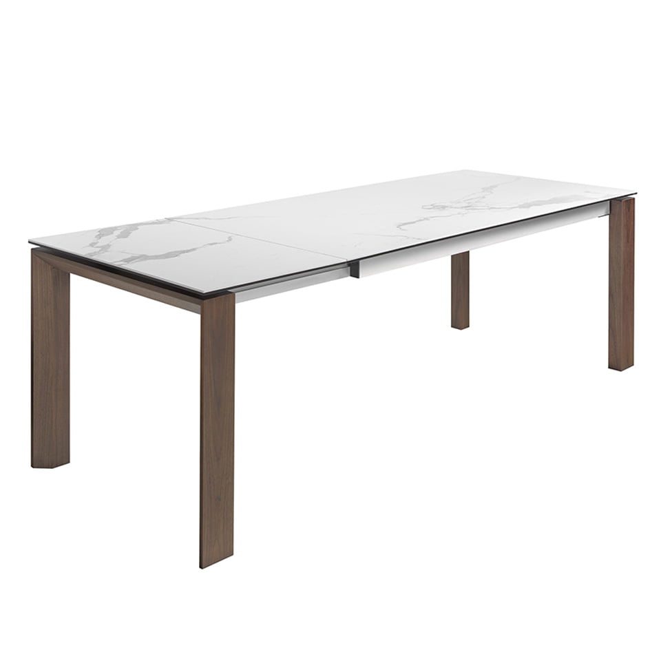 Mesa de comedor extensible de mármol blanco 180/235x90cm Angel Cerdá