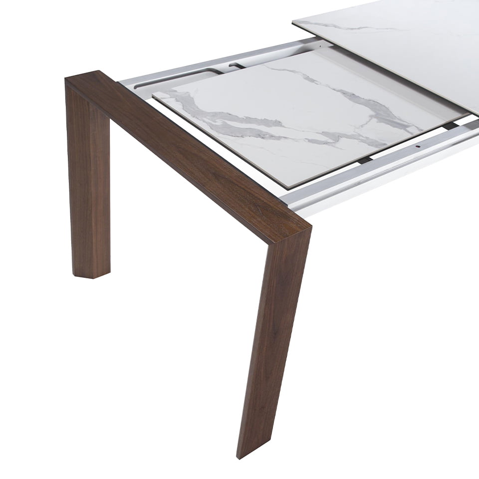 Mesa de comedor extensible de mármol blanco 180/235x90cm Angel Cerdá