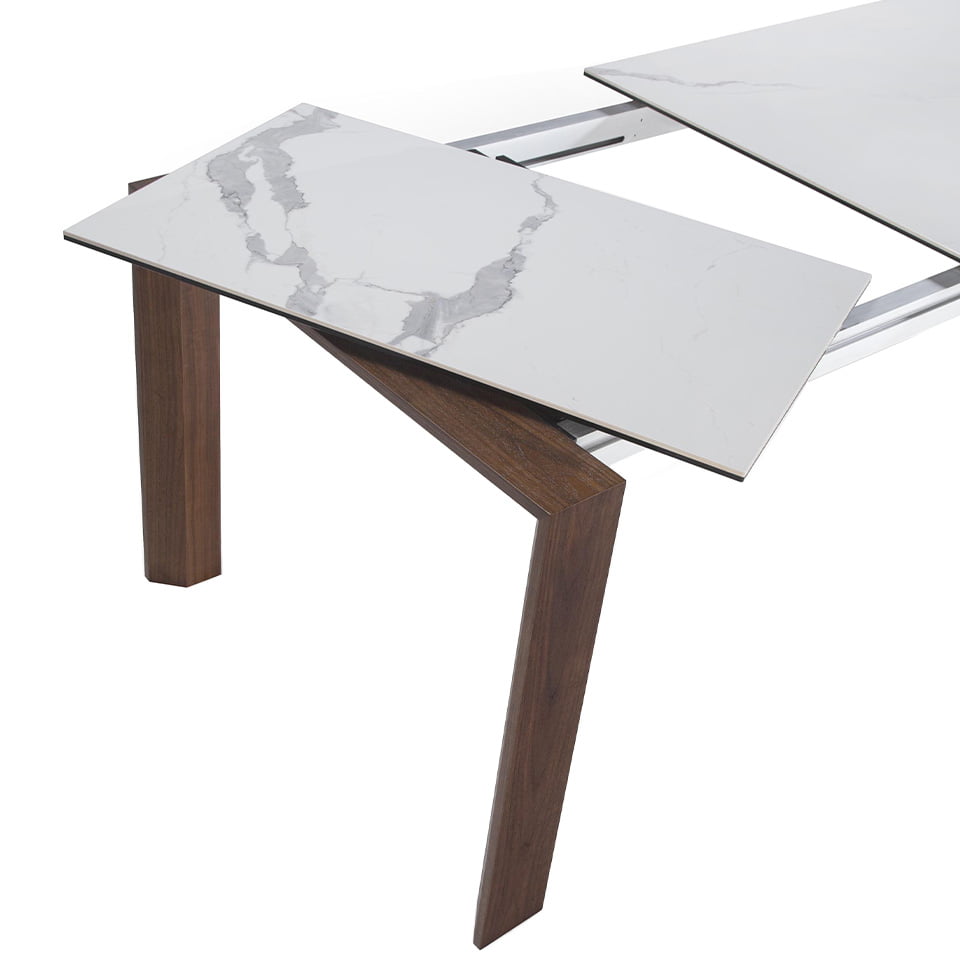 Mesa de comedor extensible de mármol blanco 180/235x90cm Angel Cerdá