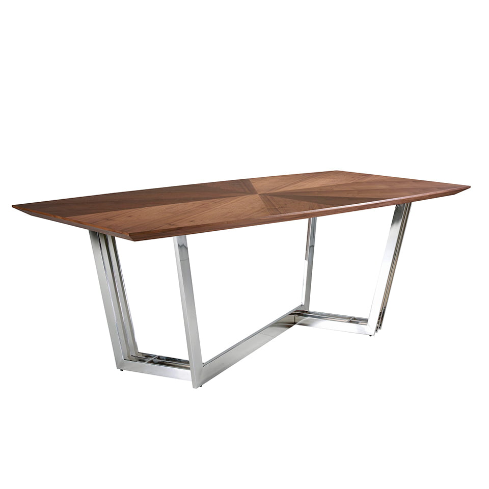 Mesa de comedor de roble con soporte metálico de Angel Cerdá.