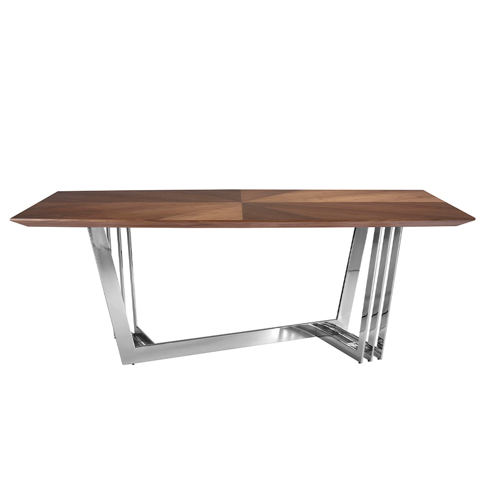 Mesa de comedor de roble con soporte metálico de Angel Cerdá.