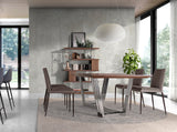 Mesa de comedor de roble con soporte metálico de Angel Cerdá.