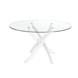 Mesa de comedor redonda de vidrio con patas de acero 140x95cm Angel Cerdá