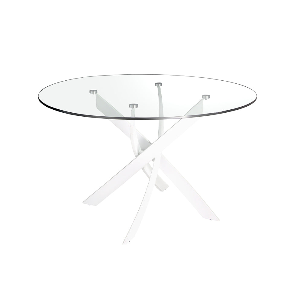 Mesa de comedor redonda de vidrio con patas de acero ø110cm Angel Cerdá