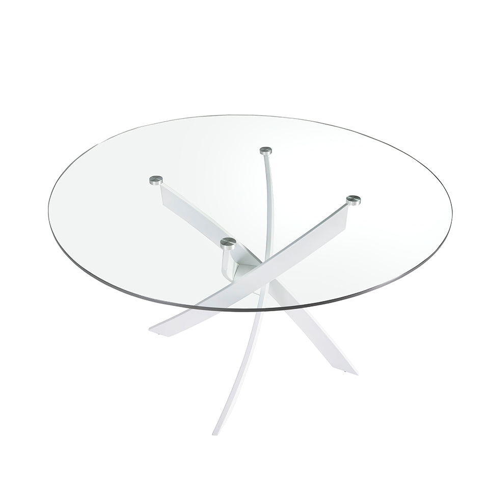 Mesa de comedor redonda de vidrio con patas de acero ø110cm Angel Cerdá