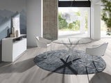 Mesa de comedor redonda de vidrio con patas de acero ø110cm Angel Cerdá