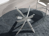 Mesa de comedor redonda de vidrio con patas de acero ø110cm Angel Cerdá