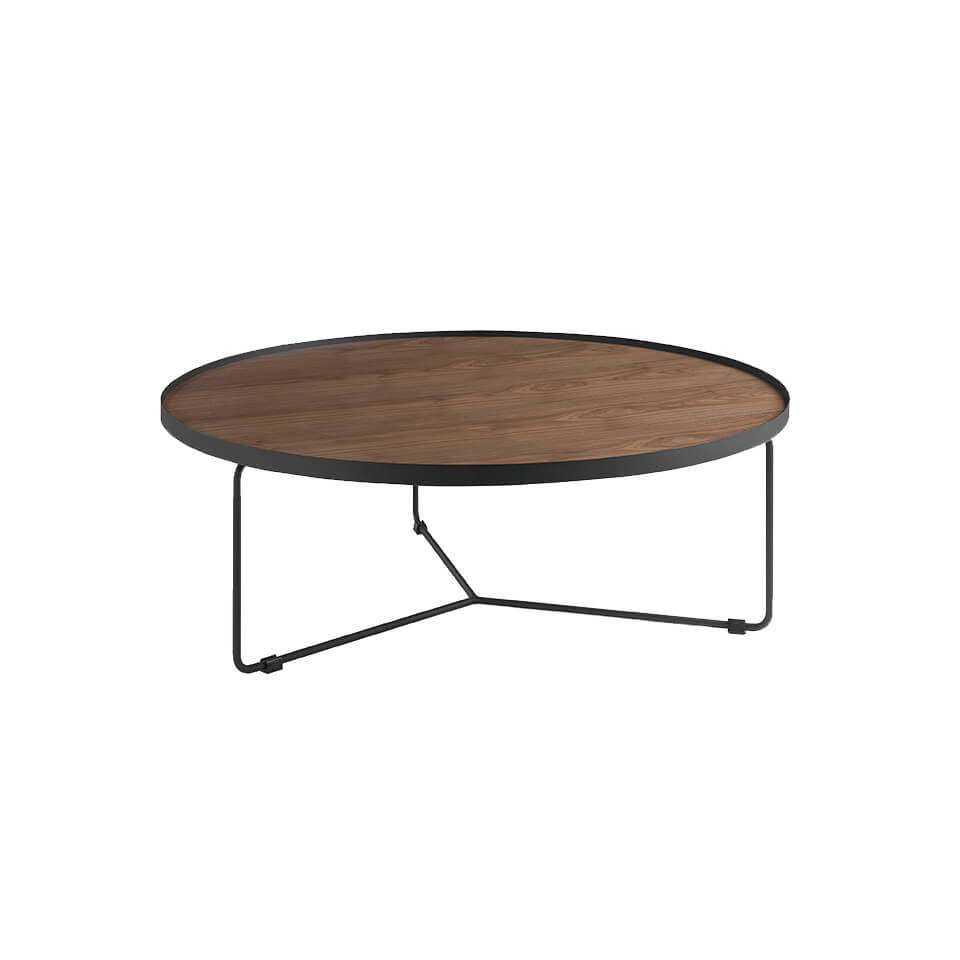 Mesa de café de nogal con soporte metálico Angel Cerdá