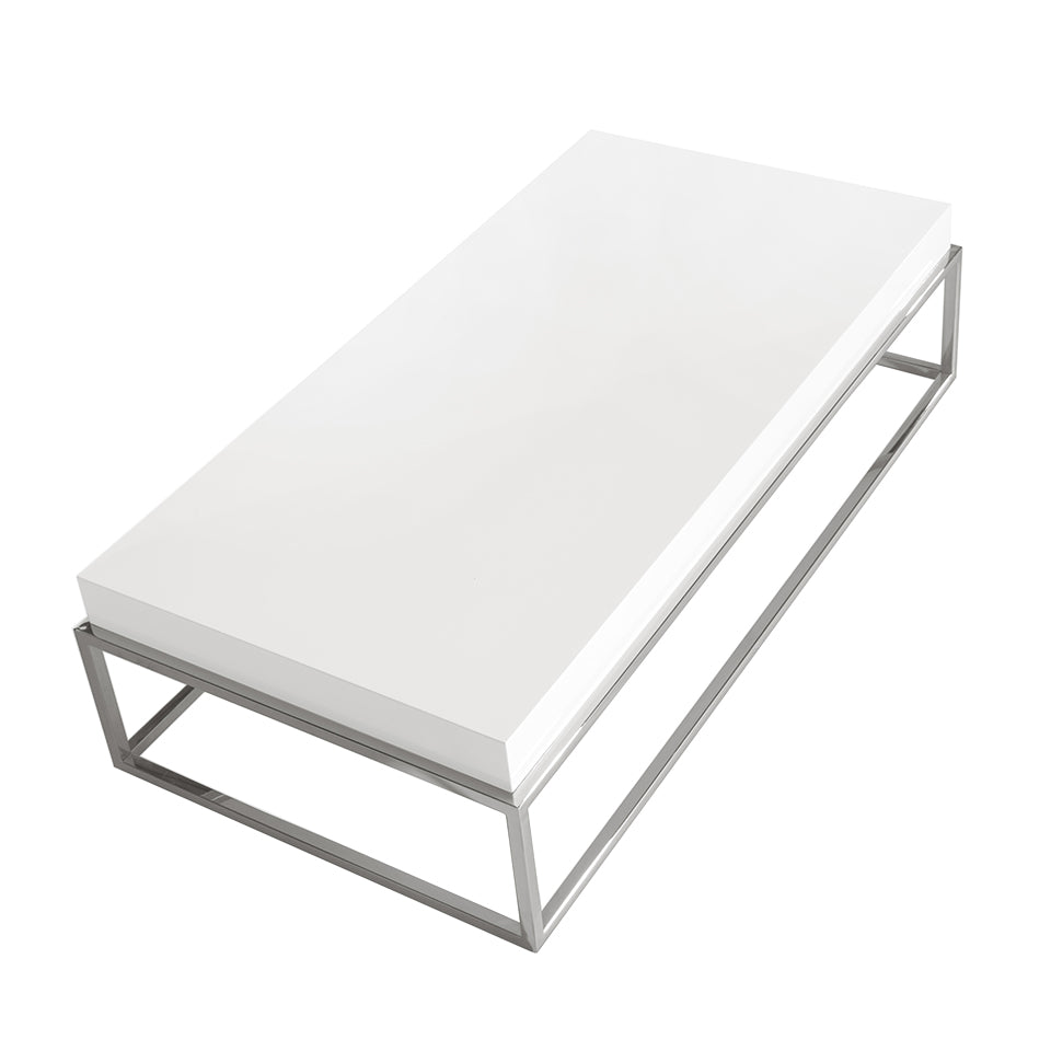 Mesa de café de madera blanca con soporte metálico Angel Cerdá