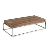 Mesa de café de nogal con estructura de acero inoxidable Angel Cerdá
