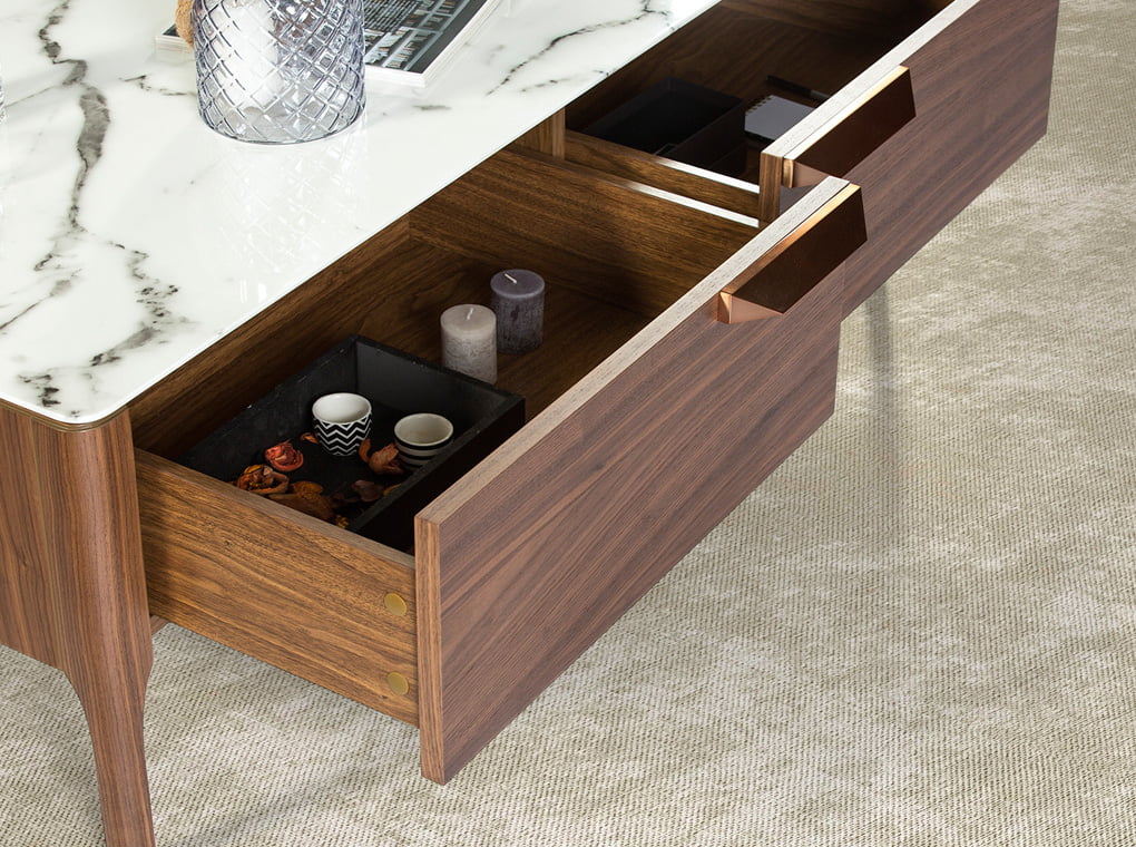 Mesa de café de fibra de vidrio con efecto de mármol Angel Cerdá
