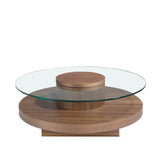 Mesa de café redonda de nogal con tapa de cristal de Angel Cerdá